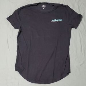 Hollister Black Tee with Logo & Large Graphic On Back.